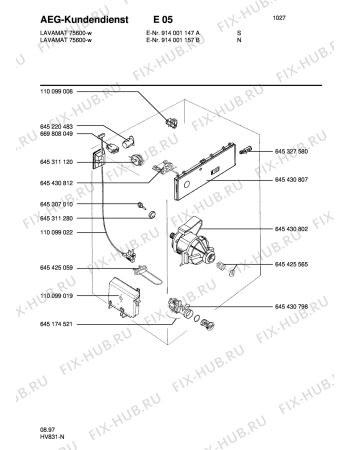 Взрыв-схема стиральной машины Aeg LAV75600-W N - Схема узла Electrical equipment